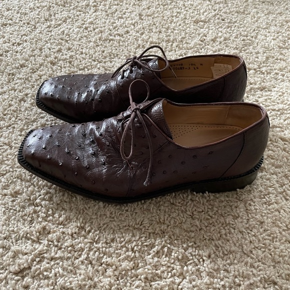 Studio Belvedere Full Quill Ostrich Leather Oxford Dress Shoes - Size 10.5 - Picture 3 of 16